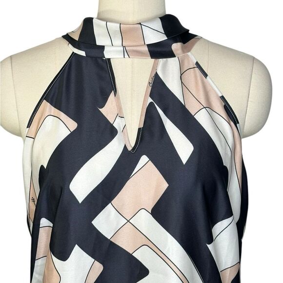 cristinaeffe Black Print Mock Neck Sleeveless Top | Size 8 - Picture 3 of 9